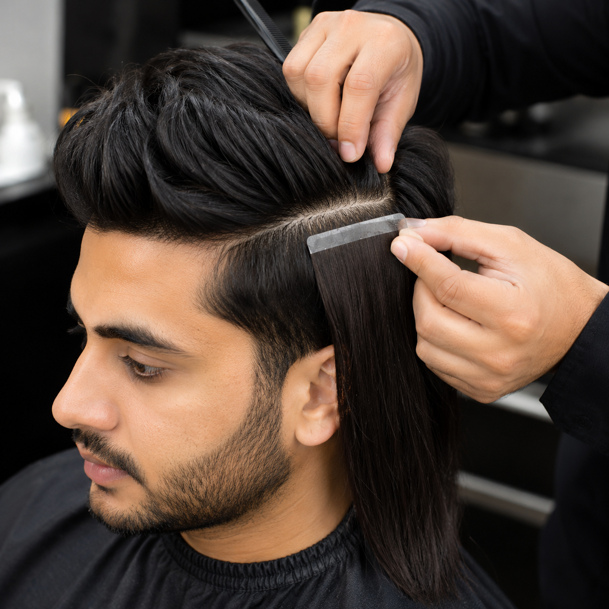 Hair Taping Process